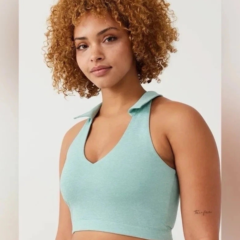 Outdoor Voices V‑Neck Cropped Tank In Caribbean Blue Size S